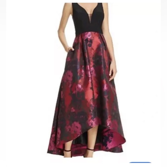 Avery G Dresses & Skirts - Avery G Women's Sz 2 Black Floral Sleeveless High-Low Brocade Ball Gown Dress